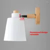 Wall Lamp Nordic Interior Lights For Living Room Decor Iron Wood Swivel With Switch Bedside Sconce Rotary Led Home Lighting