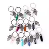 Key Rings Keyring Jewelry Healing Crystals Amethyst Rose Quartz Bead Chakra Point Women Men Natural Stone Fatima Hamsa Keychain Drop Dhwmt