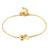 Charm Bracelets Luxus Titanium Stahl Zirkon Kristallbriefbracelet Frauen 18K Gold plattiert