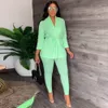 Kvinnor S Two Piece Pants Autumn Casual Set African Women Fashion Solid V Neck Lace Up Shirt Traw Two Piece Suit 230815