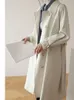 女性のトレンチコート韓国スタイルのターンダウンカラーコート春秋のファッションカジュアルジャケットベージュの気質ベルト