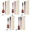 Dinnerware Sets Nice Gift For Travel Lunch Wooden Japanese Style Tableware Spoon Fork Chopsticks Cutlery Set