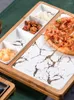 Płytki Nordic Restaurant Pizza Snack Plate Square Ceramic Creative Marble Gold Western with Grid Steak