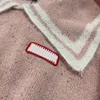 レディースセータークルーネックニットウェアピンクレター刺繍ニットコートカジュアルルーズロングスリーブトップ