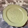 Plates Retro Flower Relief Ceramic Plate Simple Home Kitchen Decor Irregular Dinner Dessert Dishes Dining Table Tableware