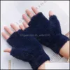 Fingerless Gloves Fashion Lady Glove Pure Color Autumn Winter Stay Warm Half Finger Mitt Thickening Anti Cold Womens Expose Fingers 7 Dhdks