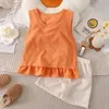 Clothing Sets Age Baby Costume Summer Girl's Camisole Set Solid Color Simple Fashion Kids Top Shorts Piece Set Children Clothes