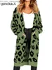 Dames Down Parkas Autumn and Winter 2022 Lange Leopard Cardigan dames gebreide trui oversized jas kleurrijke lange mouwen dameskleding dames lange mantel z230817