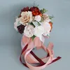 Wedding Flowers Bride Natural Holding Flower Wine Red Pink Bridal Bouquet Artificial Silk European Style Women