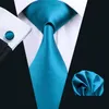 Teal Silk Tie Stet Hanky ​​Cufflinks Mens Solid Jacquard منسوجة الأعمال التجارية التعادل العادي