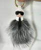 Di lusso Fluffy Karl Genuino Pelliccia di procione Pompon Mostro Borsa Bugs Fascino Portachiavi Peluche Portachiavi In pelle Nappa Pompon 2023