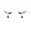 Stud -oorbellen 2023 Aankomst Water Drop Metal Women Trendy Sunset Blue Retro Vrouwelijk Bloem Elegante sieraden