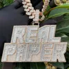 Charms Bubble Letter Two Tone Layers Anpassade smycken Namn Pläterat personligt halsband för män Baguette Iced Out Pendant Hip Hop Jew 230815