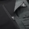 メンズストリートスタイルの戦術パーカー - 丸い首の襟付き長袖Tシャツ、秋/冬の偽のツーピースデザイン
