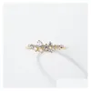 With Side Stones Cluster Ring 14K Gold Plated Brilliant Mtistone Diamond Chic Wedding Drop Delivery Jewelry Dhgfl