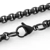 Zincirler 2/3/4/5/7mm genişlik siyah renk kare rolo yuvarlak kutu zinciri paslanmaz çelik kolyeler erkekler için kadın takılar 16-40 inç uzunluk