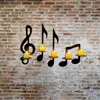 Vases Black Music Note Wall Mounted Candle Holder Candlestick Creative Metal Musical Key Shape Light Display Stand Home Decor 230815