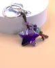 Charms 1pc Natural Stone Keychain Healing Moon Star Pink Quartz Crystal Pendant Sliver Color Key Ring Car Bag Decor F1699