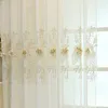 Cortinas bordadas para ventana, cocina, transparente, luz de lujo, para sala de estar, cortinas transparentes blancas