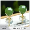 Charm Zhixi Real 18K Gold Pure Natural Chalcedony Earrings AU750 Stud Fine Jewelry Simple Anniversary Presents for Women E605 230815