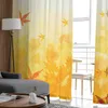 Rideaux transparents avec peinture de feuilles d'automne, pour salon, fenêtre en Tulle imprimé, draperies de luxe pour décoration de balcon de maison