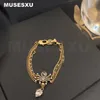 Charm Bracelets Baroque Style White Zircon Spider Pendant 3-Layer Chain Bracelet For Women's Party Jewellery Gifts 230815