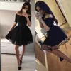 Party Dresses Sexy Evening Cocktail A-line Strapless Mini Homecoming Gowns Plus Size Short Sleeves Black Fashion Prom Gown