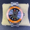 SBF Mens Watch 8912 Mekanisk rörelsediameter 45,5 mm orange uppringd keramisk fälg Sapphire Crystal Glass Super Luminous Waterproof VSF