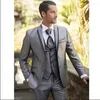 Ternos masculinos Design de moda Men Wedding Silver Shine Material Party Prom Tuxedo (calça de colete de jaqueta)