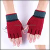 Fingerless Gloves Mens Glove Knitting Pure Color Splicing Writing Half Fingers Mitts Winter Anti Cold Keep Warm Expose 3 7Lc Drop Deli Dhr5F
