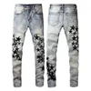 Men's Jeans European Jean Hombre Letter Star Men Embroidery Patchwork Ripped For Trend Brand Motorcycle Pant Mens Skinny Size 28-40 771941942