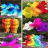 Stage Wear Wholesale 1Pair/2pcs Real Silk Belly Dance Fan Veils Classic Size Bamboo Veil Show Props Customized Colors