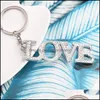 Keychains Lanyards Romantic Diamond Letter Keychain Pendant Metal Love Keyring Par Key Chain Creative Accessories Gifts 1252 Q2 D DHBEE