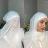 Roupas étnicas 2 camadas CAB EMNER E HIJAB instantâneo de cachecol com um capô sob chiffon de design exclusivo para mulheres muçulmanas