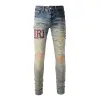 Purple Designer Jeans Men Letter Logo Logo biały czarny rockowy odrodzenie spusty motocyklowe spodnie Man Pant Broken Hole Hafdery Rozmiar 28-40 Jakość Top 877949913