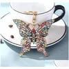 Party Favor Butterfly Bling Rhinestones Keychain Sparkly Crystal Pendant Keyring Backpack Phone Handbag Car Key Charms Birthday Christ Dhyf7