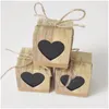 Geschenkwikkeling Wedding Gunst en geschenken Box Love Heart Kraft Bag With Twine Candy Boxes Baby Shower Giveaways Party Supplies