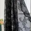 Gardin svart lyx blommig broderi elegant jacquard ren halsduk valance extra lång voile bröllop bågbädd