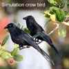 Garden Decorations Artificial Crow Feathered Handmade Standing/Flying Foam Home Decor Mini Halloween Ornament Tree Simulation Animal Bird