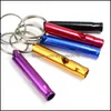 Keychains Lanyards New Novelty Mini Aluminum Alloy Whistle Keyring Keychain For Outdoor Emergency Survival Safety Sport Cam Hunting Dhprg