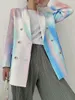 Damespakken Superaen Double Breasted Rapel Blazer Spring en Autumn 2023 Casual Mid-Length Suit Woman Jacket Coat