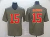 15 Patrick Mahomes Super Bowls LVIII Football Jerseys Mundur Hemp Grey Color Rush Bogini Hyfenation Shadow Flaga Flaga Flaga nietykalna sport Salute to Service