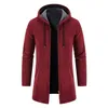 Men s Jackets Autumn Winter Knitwear Jacket Thickened Medium Length Cardigan Hooded Zipper Outerwear 230815