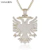 Colgante Albania Eagle Hip Hop Collar Zircon Folk Estilo étnico Joyería Regalo 230815