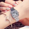 Нарученные часы роскошные дамы смотрят Quartz Fashion Top Brand Original Women Watchs с атмосфером квадратных браслетов.