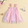 Abiti da ragazza 0-5y bambini ragazze estate abiti principessa stelle senza maniche in maglia stampare vestito di tulle colorato r230816