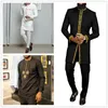 Men's Tracksuits Men 2Piece Outfit Set Printed Business Casual Top Pants Suit Ethnic Style Summer Dashiki Dresses Party Wedding Gentleman Clothes 230815