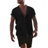 Magliette da uomo top a maniche corte sottili e in forma Summer Street T-shirt maglietta vintage Solid Beach Cardigan Shirt tascabile sciolto