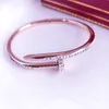 Projektant bransoletki paznokci Diamentowa biżuteria różowa złoto dla kobiet mężczyzn Bangle All Diamonds Stal nierdzewna 95QD#