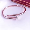 Designer -Nagelarmband Diamant Schmuck Roségold für Frauen Männer Armreifen alle Diamanten Edelstahllegierung 95qd#